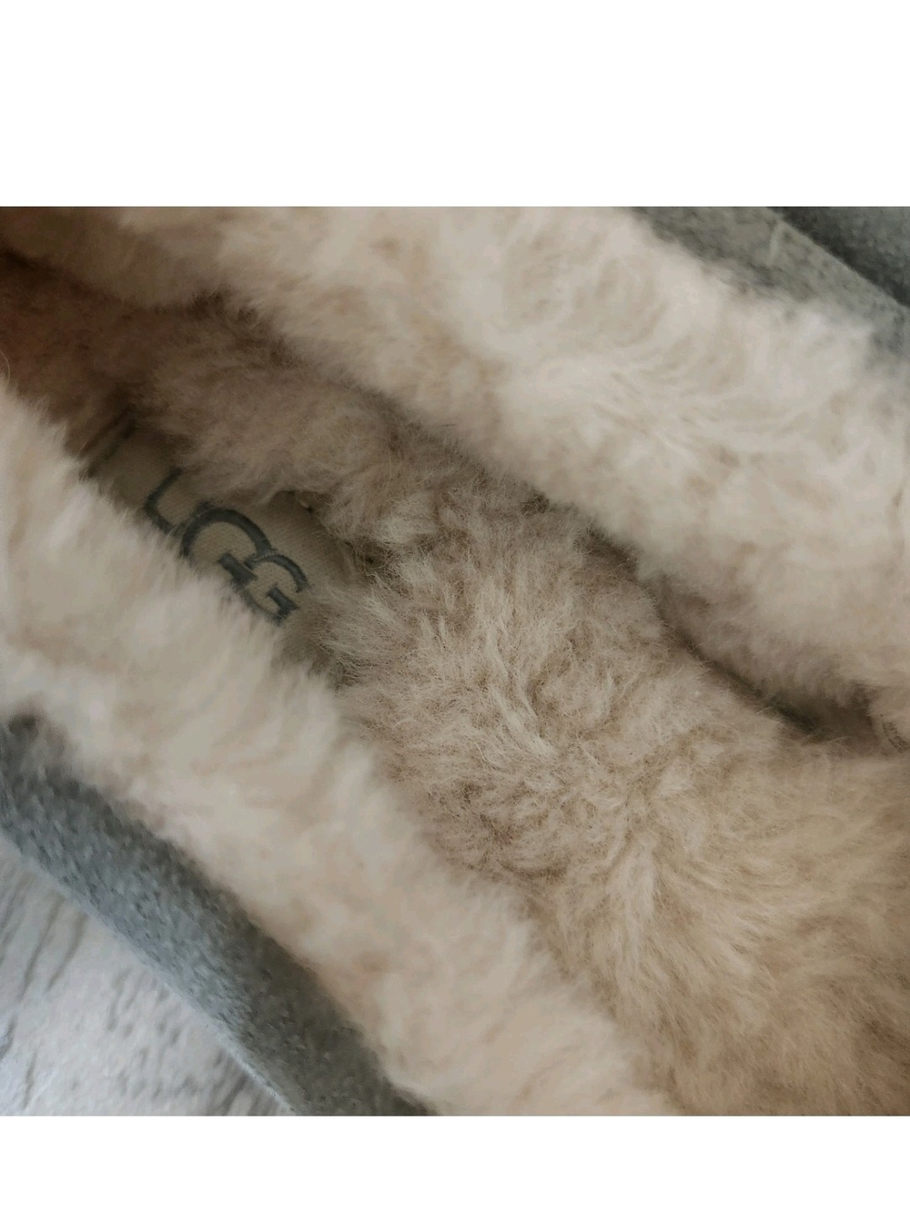 UGG Ansley Slippers 9 Gray Suede Sheepskin Lined Moccasin Cozy Excellent - Picture 8 of 15